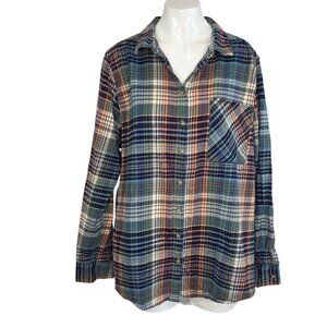 Fat Face Button Up Flannel Shirt, Plaid, Soft, Pocket, Long Sleeve, Womens 14